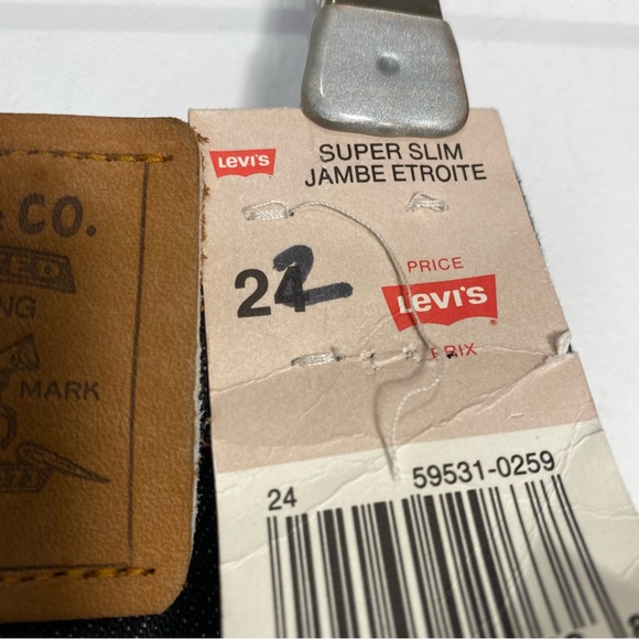 NWT Vintage 90s Levis Deadstock Super Slim 531 High Rise Stonewash Black 23 - Picture 12 of 16